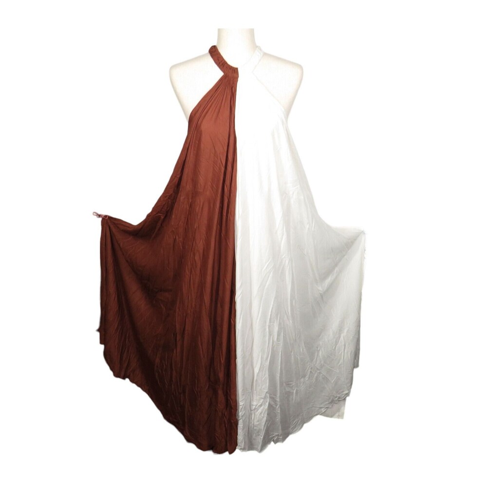 Anthropologie Let Me Be Colorblock Flowy Halter Maxi Dress Size Medium - Picture 9 of 13